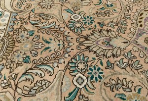Semi Antique Muted Floral 10X13 Distressed Vintage Oriental Rug