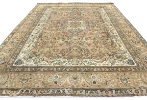 Semi Antique Muted Floral 10X13 Distressed Vintage Oriental Rug