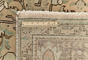 Semi Antique Muted Beige Floral 8X11 Distressed Vintage Oriental Rug