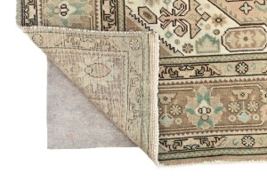 Semi Antique Muted Beige Floral 8X11 Distressed Vintage Oriental Rug