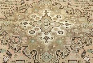 Semi Antique Muted Beige Floral 8X11 Distressed Vintage Oriental Rug