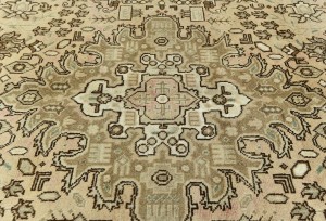 Semi Antique Muted Beige Floral 6'5X9'4 Distressed Vintage Oriental Rug