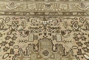 Semi Antique Muted Beige Floral 6'5X9'4 Distressed Vintage Oriental Rug