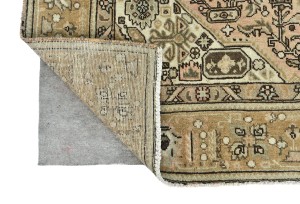 Semi Antique Muted Beige Floral 6'4X9'5 Distressed Vintage Oriental Rug