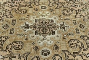Semi Antique Muted Beige Floral 6'4X9'5 Distressed Vintage Oriental Rug