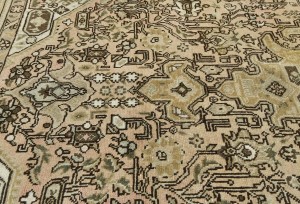 Semi Antique Muted Beige Floral 6'4X9'5 Distressed Vintage Oriental Rug