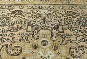 Semi Antique Muted Beige Floral 6'4X9'5 Distressed Vintage Oriental Rug
