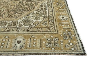 Semi Antique Muted Beige Floral 6'4X9'5 Distressed Vintage Oriental Rug