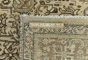 Semi Antique Muted Beige Floral 6'5X9'6 Distressed Vintage Oriental Rug