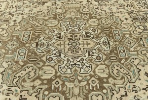 Semi Antique Muted Beige Floral 6'5X9'6 Distressed Vintage Oriental Rug