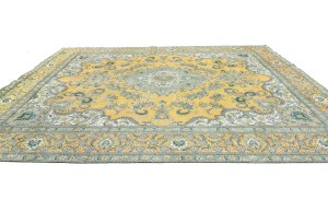 Semi Antique Muted Floral 10X12 Distressed Vintage Oriental Rug