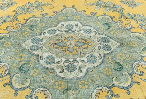 Semi Antique Muted Floral 10X12 Distressed Vintage Oriental Rug