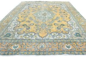 Semi Antique Muted Floral 10X12 Distressed Vintage Oriental Rug