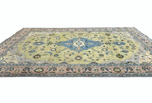 Semi Antique Muted Floral 8X13 Distressed Vintage Oriental Rug