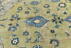 Semi Antique Muted Floral 8X13 Distressed Vintage Oriental Rug