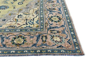 Semi Antique Muted Floral 8X13 Distressed Vintage Oriental Rug