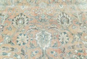Semi Antique Muted Floral 8'2X8'9 Distressed Vintage Oriental Rug