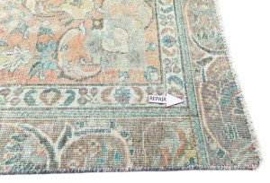 Semi Antique Muted Floral 8'2X8'9 Distressed Vintage Oriental Rug