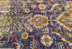 Semi Antique Muted Floral 9X12 Distressed Vintage Oriental Rug