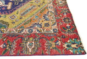 Semi Antique Muted Floral 9X12 Distressed Vintage Oriental Rug