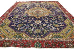 Semi Antique Muted Floral 9X12 Distressed Vintage Oriental Rug