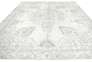 Antique Muted Floral 8'9X11'4 Distressed Vintage Oriental Rug