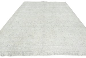 Antique Muted Beige Floral 8X11 Distressed Vintage Oriental Rug
