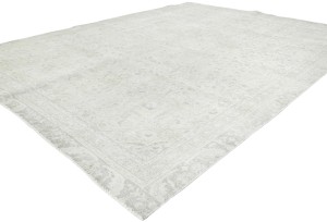 Antique Muted Beige Floral 8X11 Distressed Vintage Oriental Rug