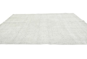 Antique Muted Beige Floral 8X11 Distressed Vintage Oriental Rug