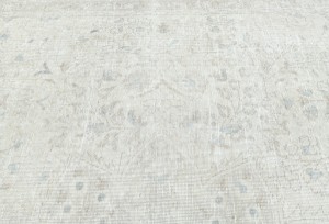 Antique Muted Beige Floral 8X11 Distressed Vintage Oriental Rug