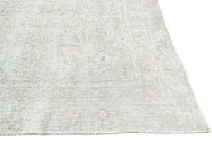 Antique Muted Beige Floral 8X11 Distressed Vintage Oriental Rug
