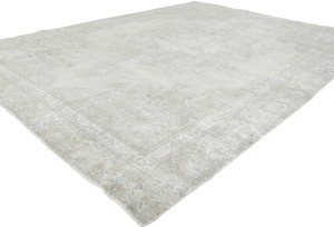 Muted Beige Antique Floral 8'3X10'9 Distressed Vintage Oriental Rug