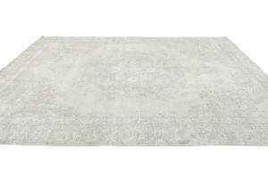 Muted Beige Antique Floral 8'3X10'9 Distressed Vintage Oriental Rug