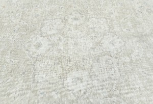 Muted Beige Antique Floral 8'3X10'9 Distressed Vintage Oriental Rug