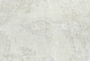Muted Beige Antique Floral 8'3X10'9 Distressed Vintage Oriental Rug
