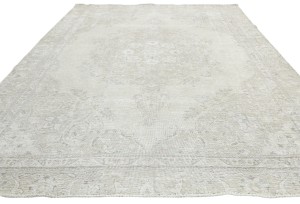 Muted Beige Antique Floral 8'3X10'9 Distressed Vintage Oriental Rug