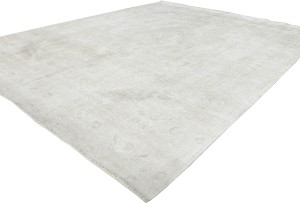 Antique Muted Beige Floral 9'8X12'5 Distressed Vintage Oriental Rug
