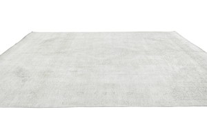 Antique Muted Beige Floral 9'8X12'5 Distressed Vintage Oriental Rug