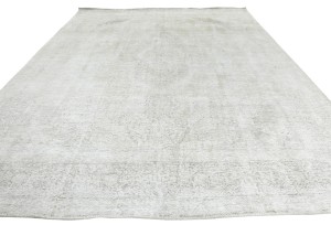 Antique Muted Beige Floral 9'8X12'5 Distressed Vintage Oriental Rug