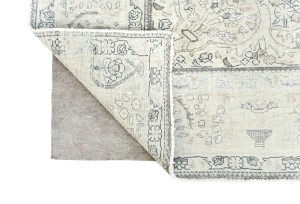 Antique Muted Cream Floral 8X11 Distressed Vintage Oriental Rug