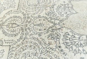 Antique Muted Cream Floral 8X11 Distressed Vintage Oriental Rug