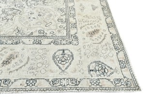 Antique Muted Cream Floral 8X11 Distressed Vintage Oriental Rug