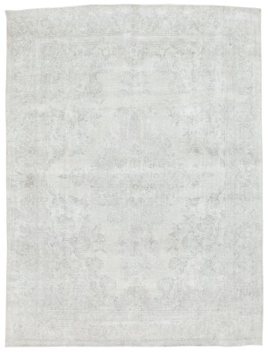 Antique Muted Cream Floral 9'4X12'3 Distressed Vintage Oriental Rug