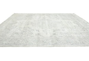 Antique Muted Cream Floral 9'4X12'3 Distressed Vintage Oriental Rug