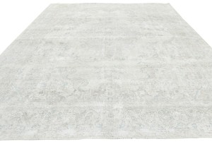 Antique Muted Cream Floral 9'4X12'3 Distressed Vintage Oriental Rug