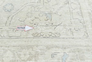 Antique Muted Beige Floral 9X12 Distressed Vintage Oriental Rug