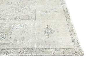 Antique Muted Beige Floral 9X12 Distressed Vintage Oriental Rug