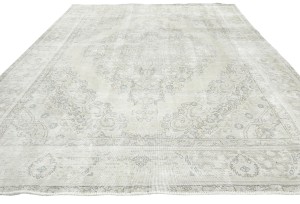 Antique Muted Beige Floral 9X12 Distressed Vintage Oriental Rug