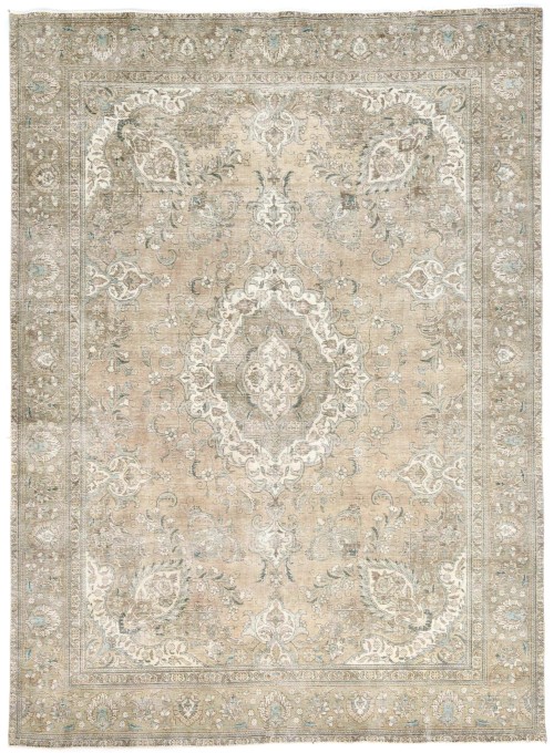 Antique Muted Floral 9X12 Distressed Vintage Oriental Rug