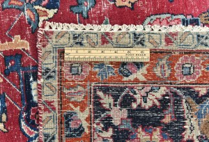 Antique Muted Red Floral 10X13 Distressed Vintage Oriental Rug